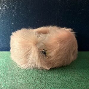 Pastel pink rabbit fur collar/scarf with gold snap closure